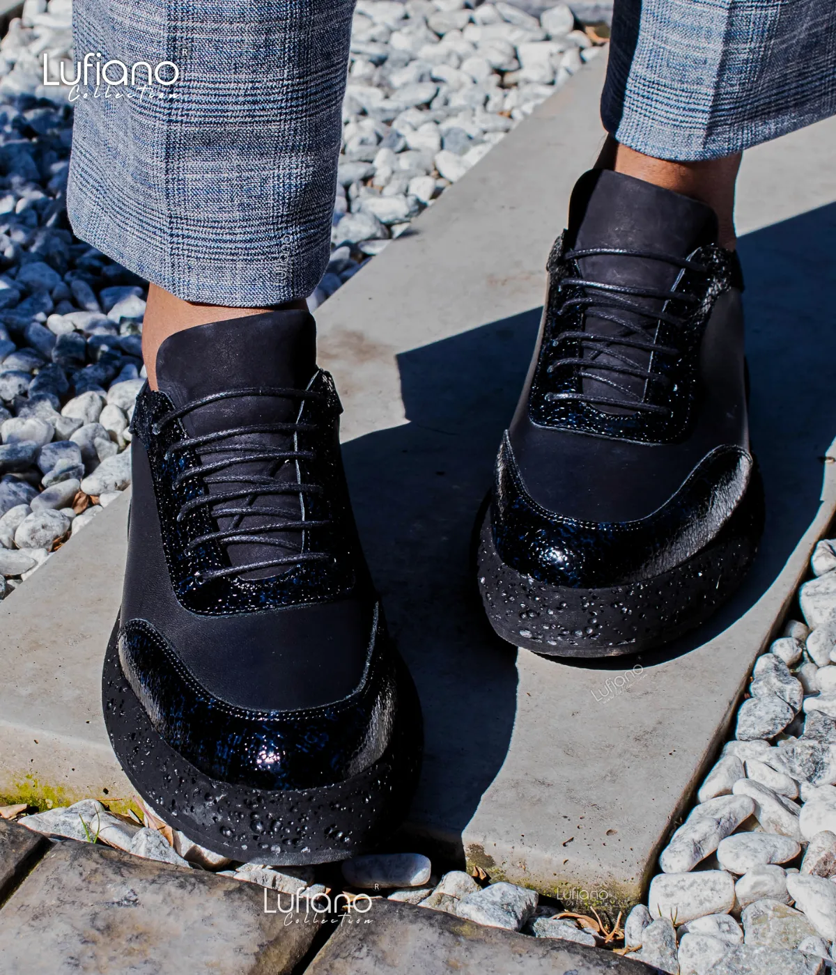 215 - Lufiano Leather Sneaker- Black