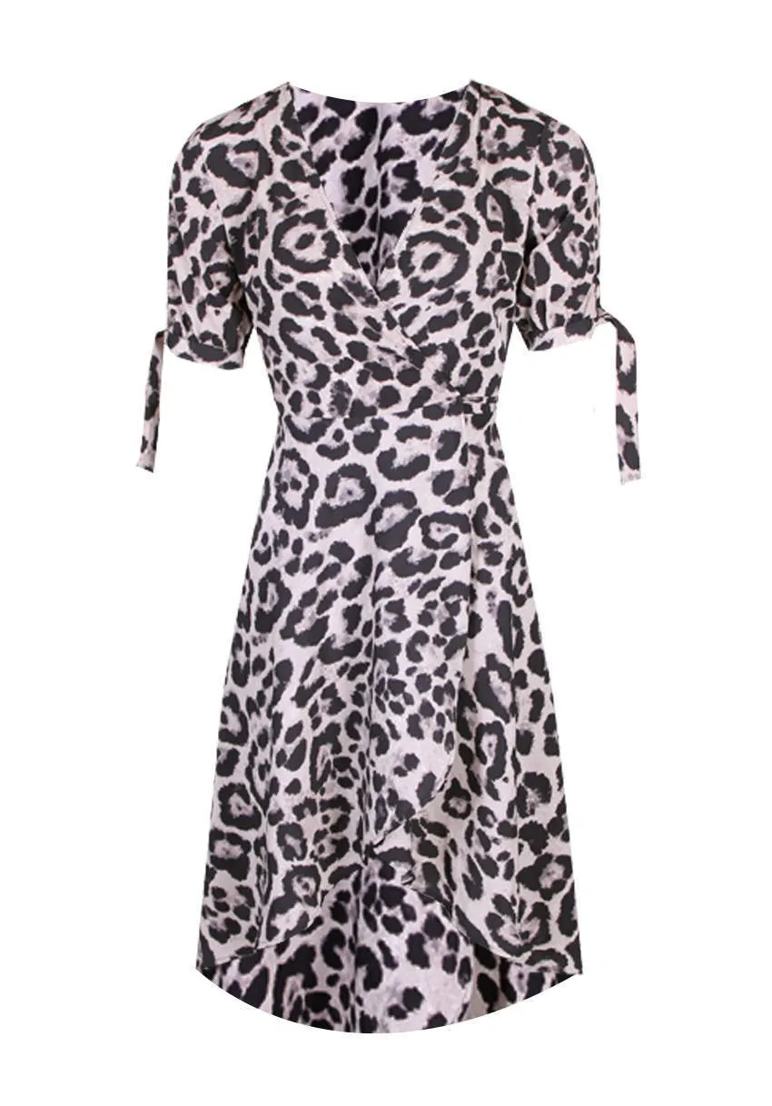 Animal Print Tie Detail Dress