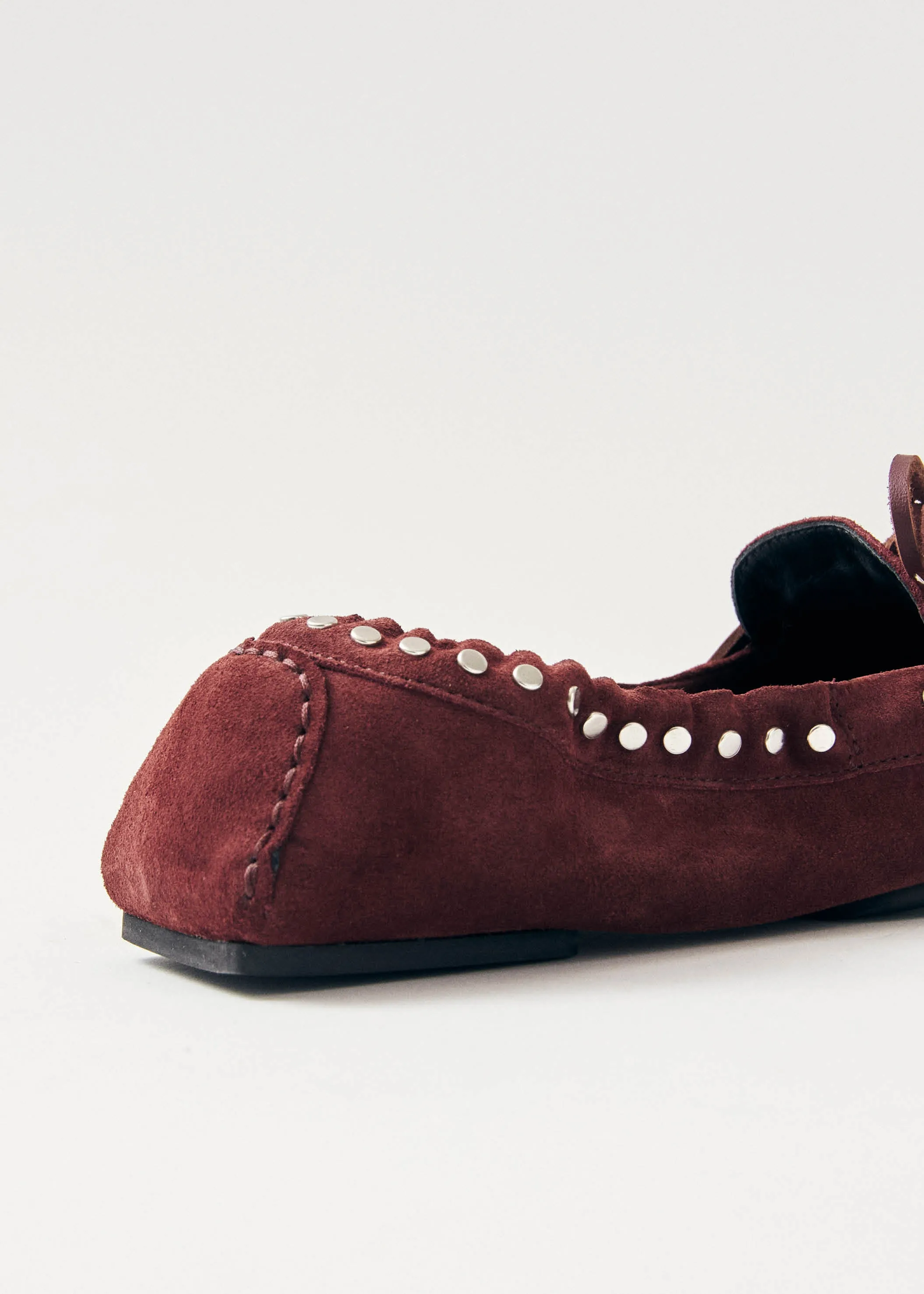 Calla Suede Studs Burgundy Leather Loafers