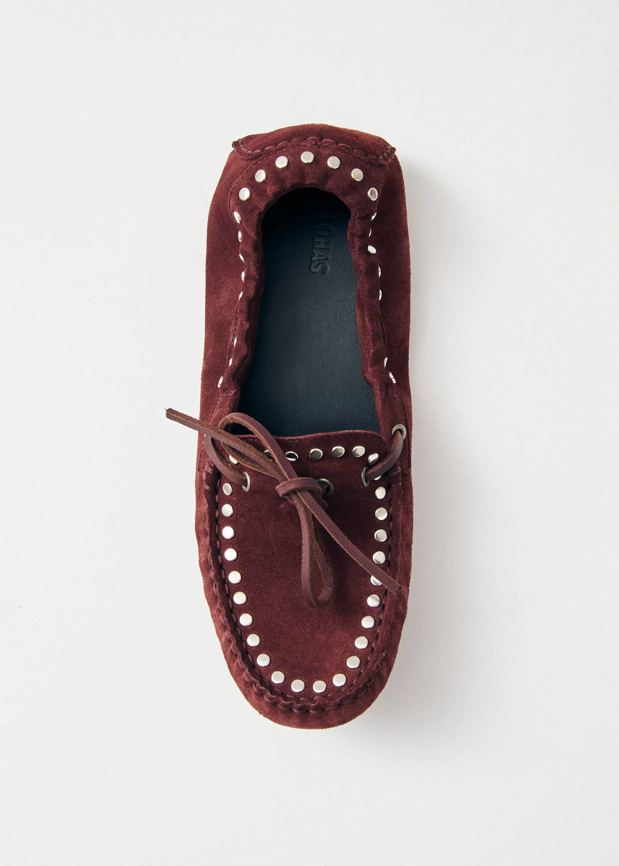 Calla Suede Studs Burgundy Leather Loafers