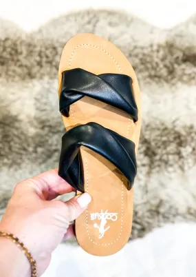 CORKYS With a Twist Black Sandals - Final Sale