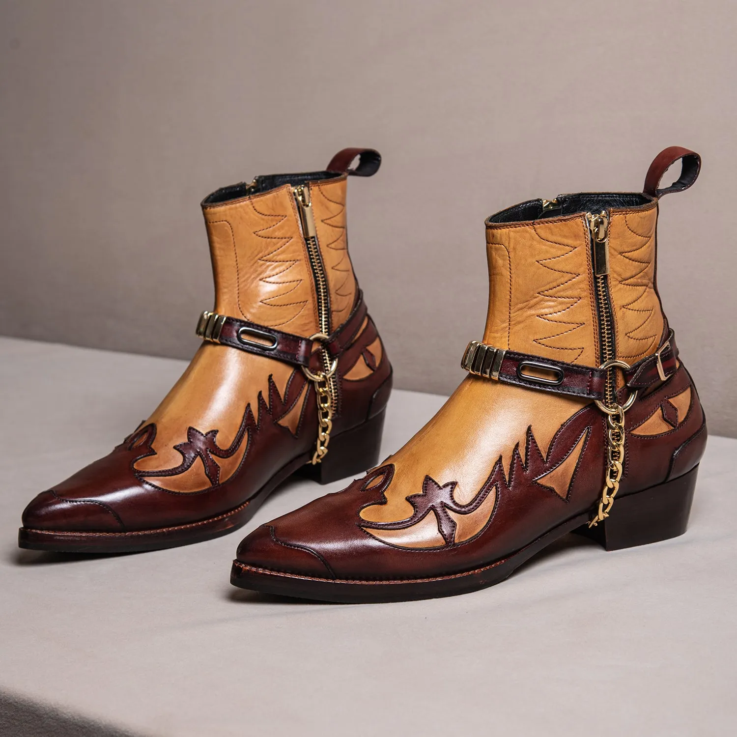 Harness Boots- Tan & Brown