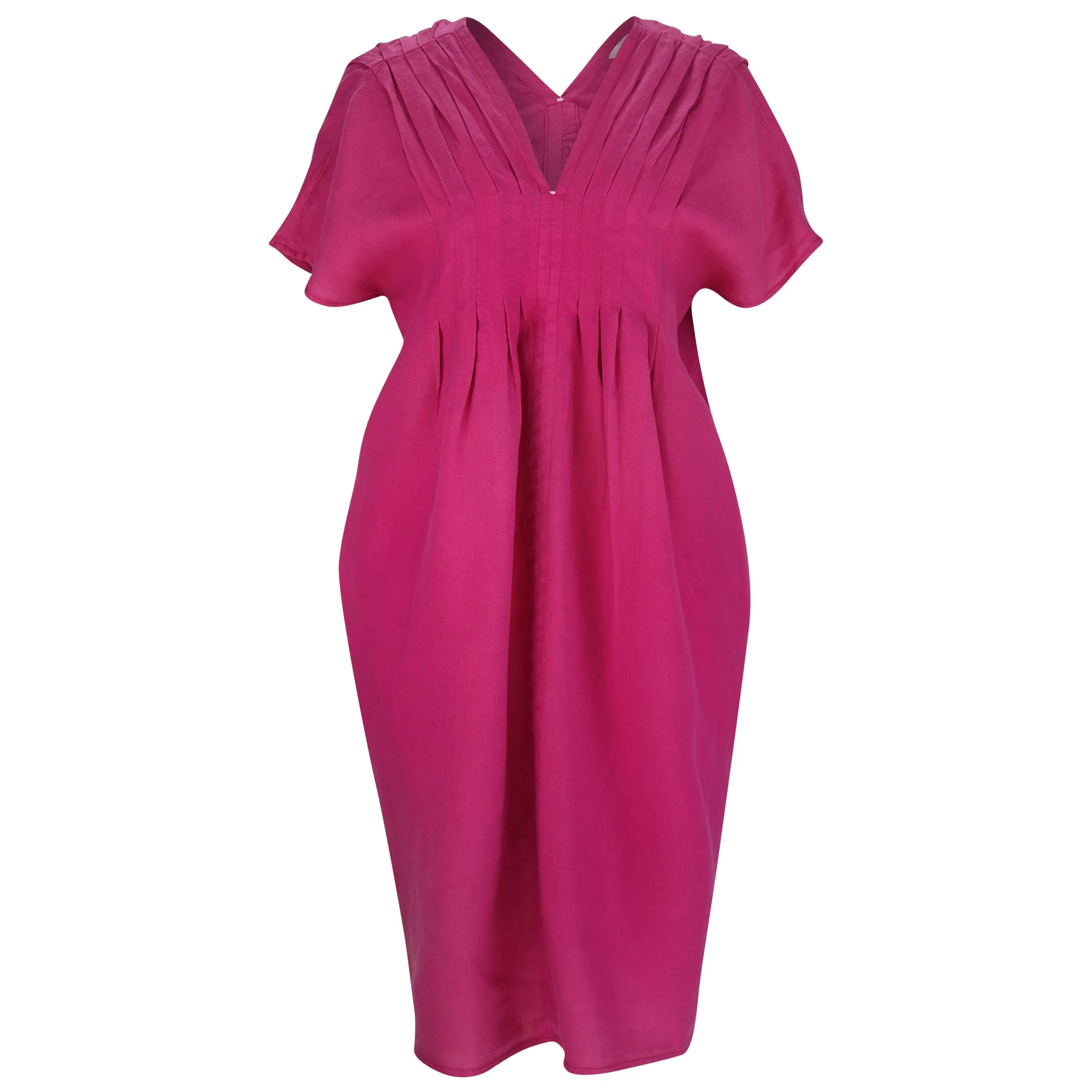 IS Laura V-neck Pleat Dress Fuschia 23