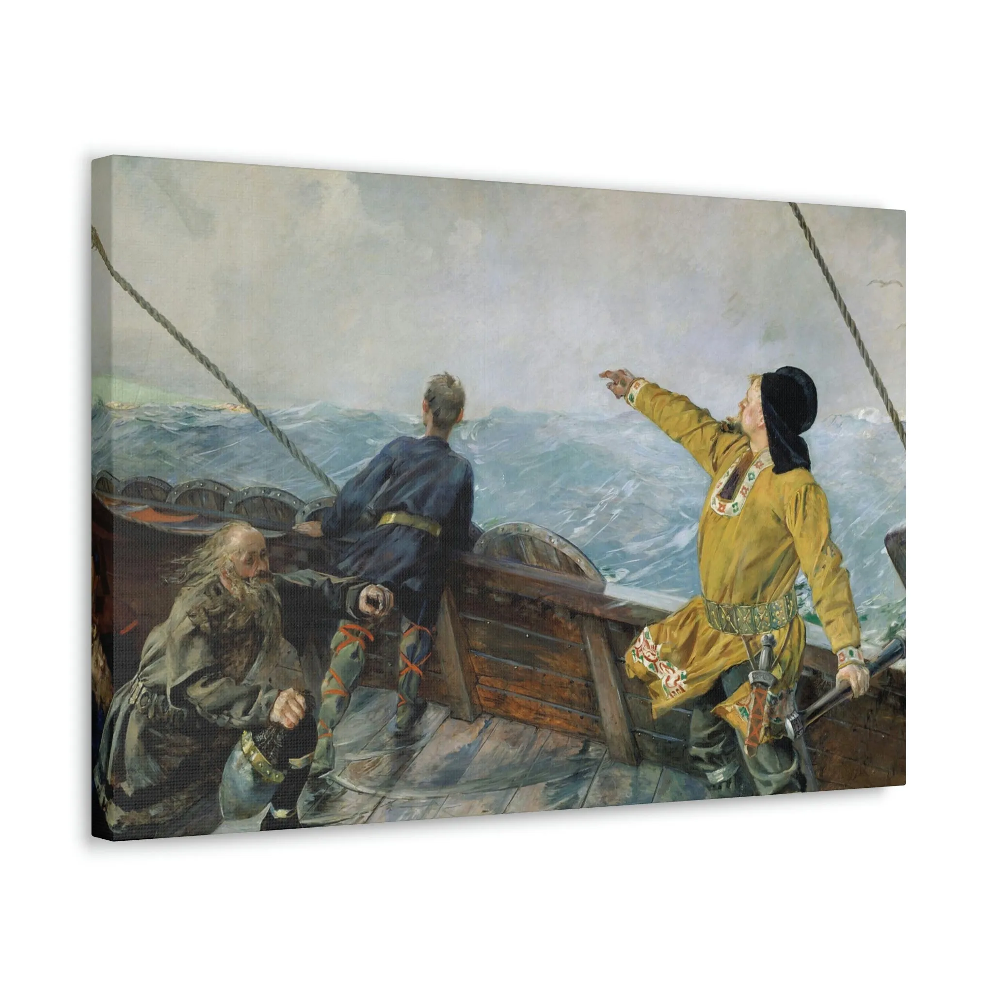 Leif Erikson discovering America - Canvas Print