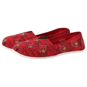 Lousiville Cardinals NCAA Womens Script Print Canvas Shoes