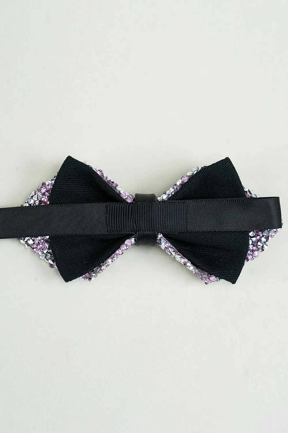 Men's Black Rhinestones Adjustable Party Bow Ties