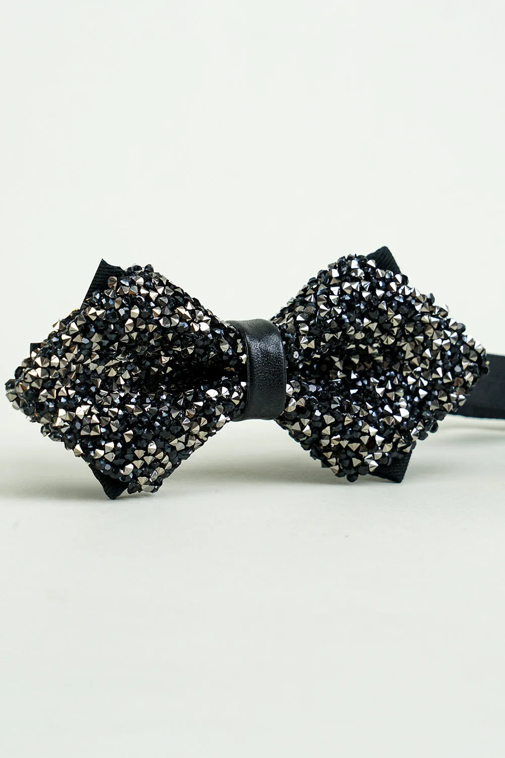 Men's Black Rhinestones Adjustable Party Bow Ties