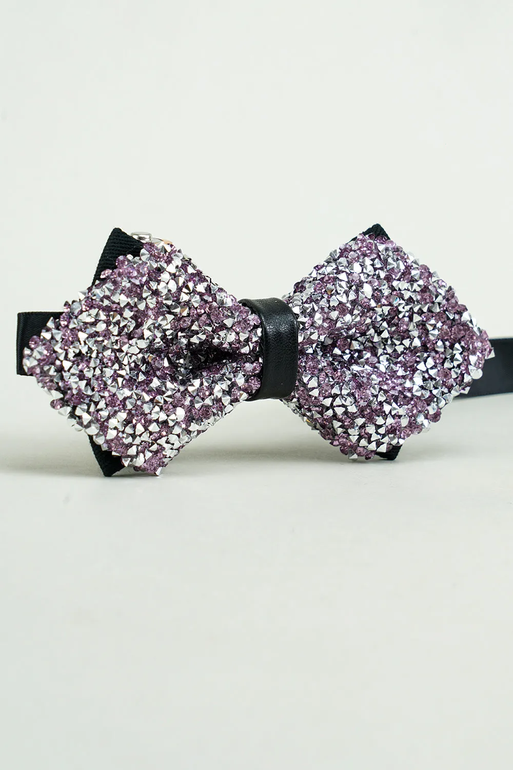 Men's Black Rhinestones Adjustable Party Bow Ties