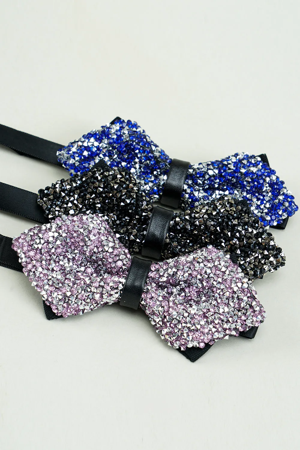 Men's Black Rhinestones Adjustable Party Bow Ties