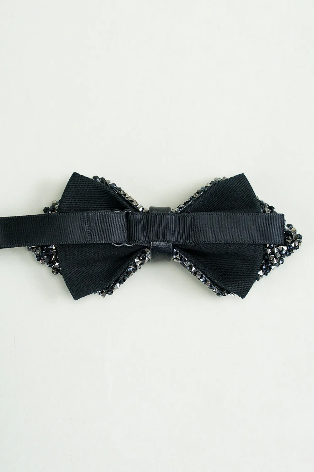 Men's Black Rhinestones Adjustable Party Bow Ties