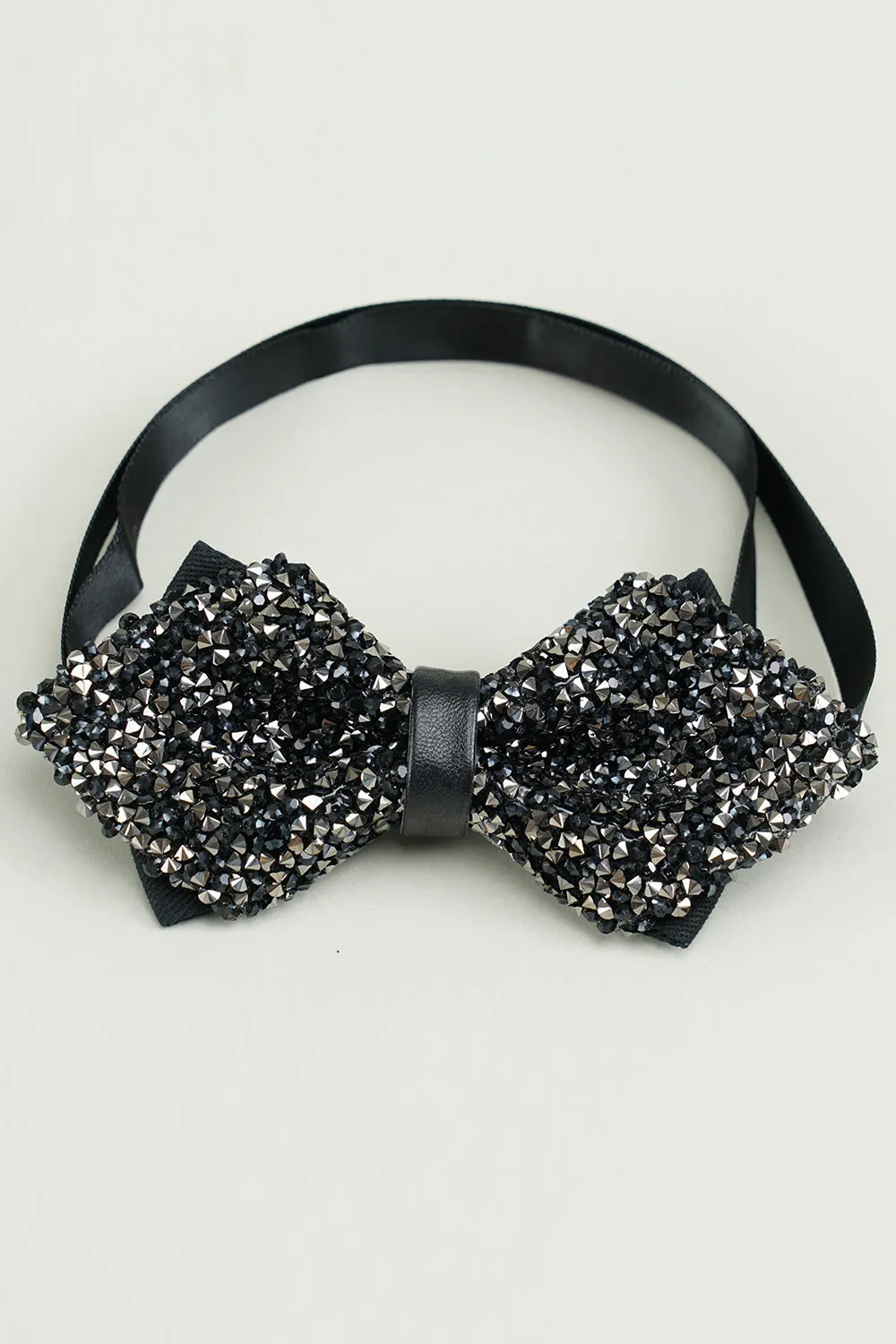 Men's Black Rhinestones Adjustable Party Bow Ties