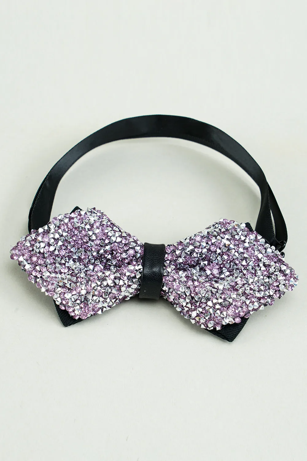 Men's Black Rhinestones Adjustable Party Bow Ties