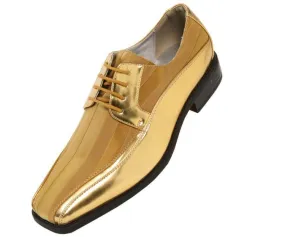 Men's Striped Satin and Matching Patent Upper Shoes Color Gold