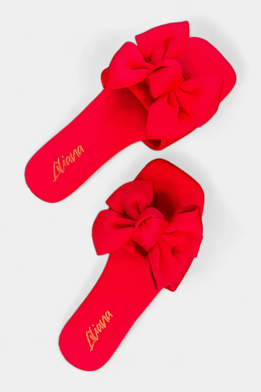 Red Bow Flat Sandals