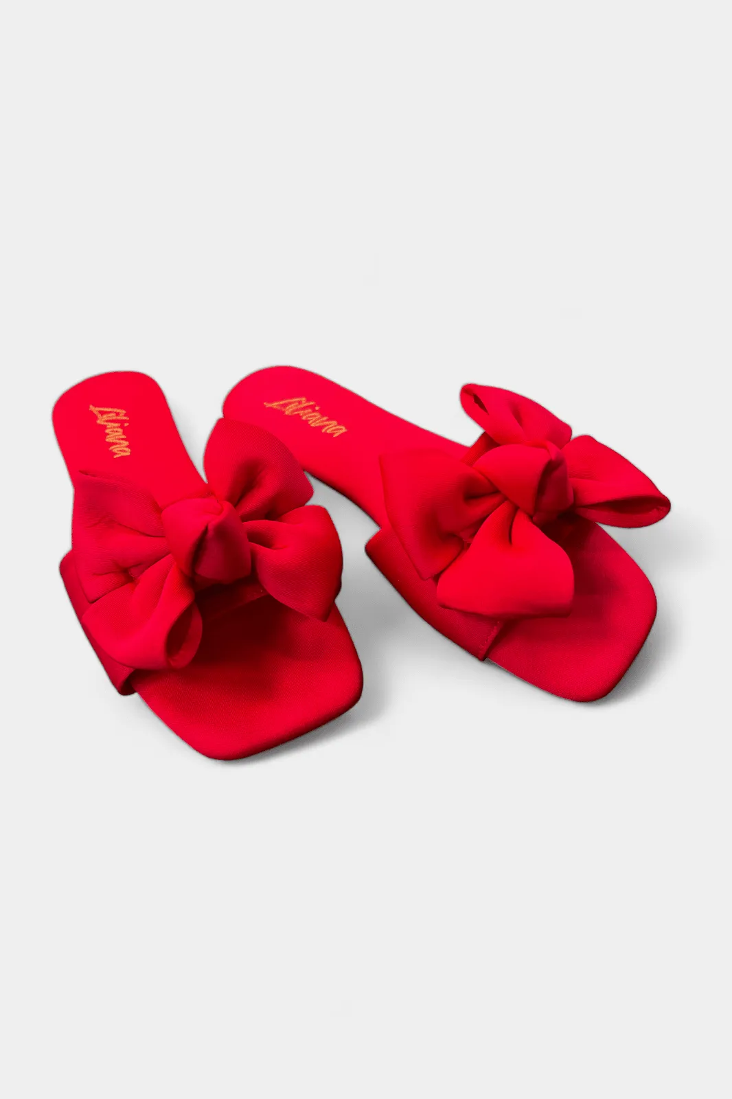 Red Bow Flat Sandals