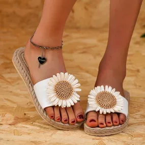 Women's Casual Flat Sunflower Beach Slippers 41912054S